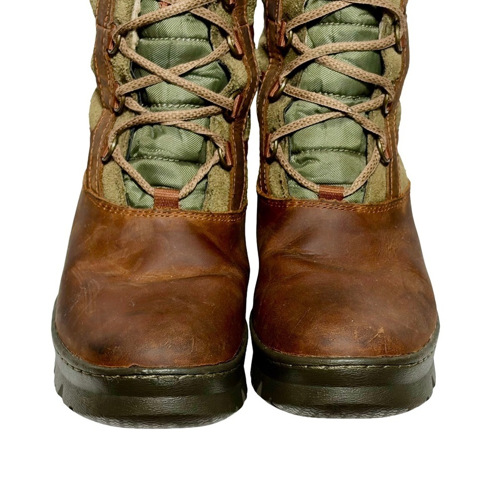 Keen Leather & Suede Two-Toned Brown & Green Lace-Up Snow & Rain Boots, Size 8 - Picture 10 of 16